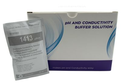 XS BASIC EC 1413 Calibration Solution Pack, Front View 20 bags, NIST-traceable calibration medium